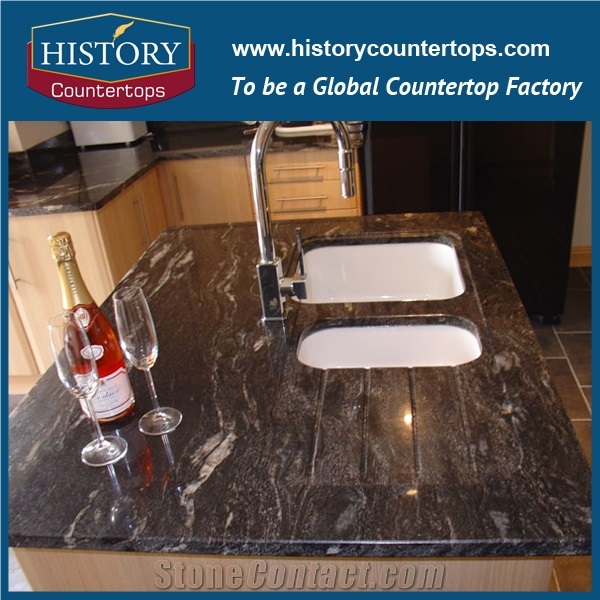 Chinese Supplier India Black Granite with Vein Best Selling Natural Stone for Kitchen Countertop Worktop Bench Top and Island Top Bar Top for Sales