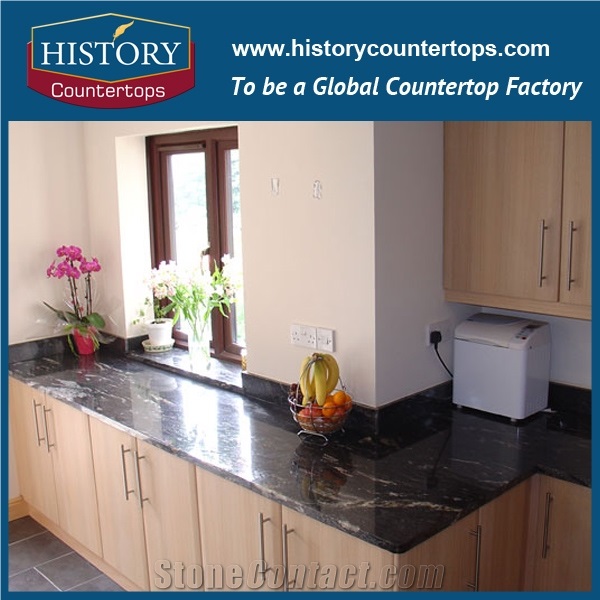 Chinese Supplier India Black Granite with Vein Best Selling Natural Stone for Kitchen Countertop Worktop Bench Top and Island Top Bar Top for Sales