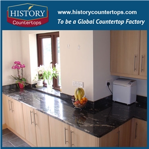 Chinese Supplier India Black Granite with Vein Best Selling Natural Stone for Kitchen Countertop Worktop Bench Top and Island Top Bar Top for Sales