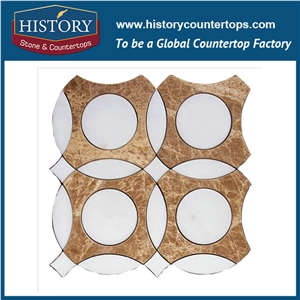 Cnc Water Jet Cutting Arabescato Corchia Marble Ring Round Shaped Mosaic Tiles for Kitchen Backsplash and Bathroom Inlay, Decorative Flooring Mosaic