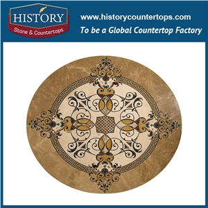 Colorful Onyx, Honey Onyx, Cream Marfil Beige Marble, Cnc Water Jet Best Mosaic Tiles Factory, Round Sun Shaped Medallions for Flooring Inlay