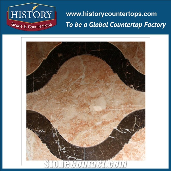Coloured Grey and Portoro Gold Marble Lantern Shaped Arabesque Water Cutting Machines Natural Stone Mosaic Tiles for Kitchen Backsplash and Wall
