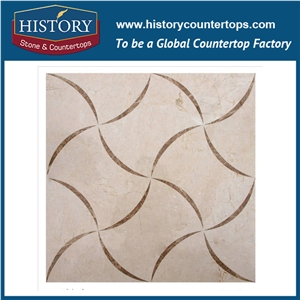 Cream Ultraman Marble Design Ring Round Pattern Cnc Water Jet Cutting Best Mosaic Tiles, Bathroom Shower Used Flooring and Wall Stone Mosaic