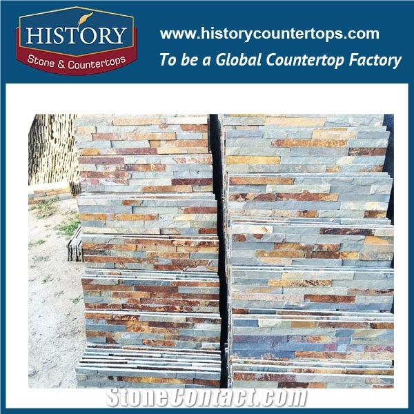 Cut-To-Size Irregular Surface Internal and External Wall Decoration Covering Manufactured Rustic Multi-Patterns Strip Quartzite Culture Stone