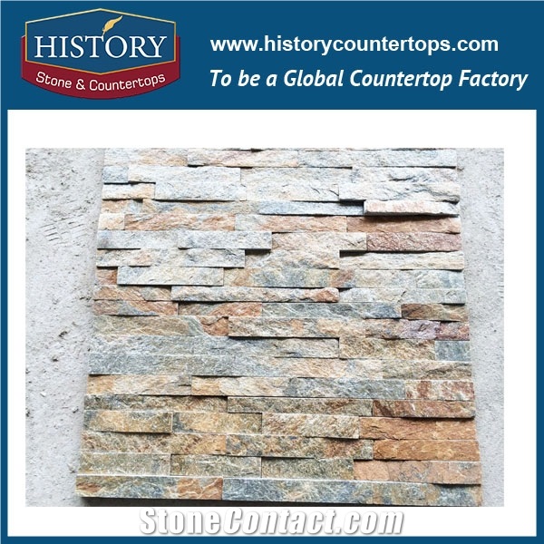 Cut-To-Size Irregular Surface Internal and External Wall Decoration Covering Manufactured Rustic Multi-Patterns Strip Quartzite Culture Stone