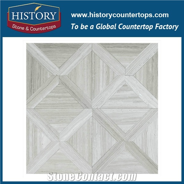 Decorative Natural White Marble Stone and Cinderella Hexagon Pattern Flow Water Jet Cutting Pipes Bathroom Wall Kitchen Inlay Custom Made Mosaic Tiles