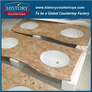 Durable Natural Stone Best Selling Kasmir Gold Granite Good for Bathroom Countertop Custom Vanity Top Solid Surface Vanity Tops with Sink