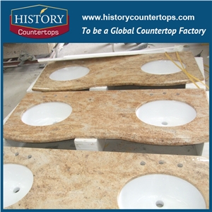 Durable Natural Stone Best Selling Kasmir Gold Granite Good for Bathroom Countertop Custom Vanity Top Solid Surface Vanity Tops with Sink