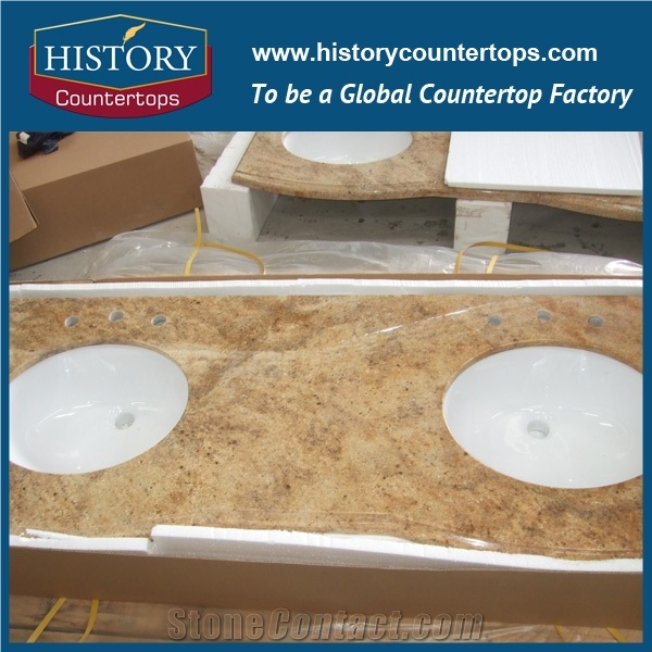 Durable Natural Stone Best Selling Kasmir Gold Granite Good for Bathroom Countertop Custom Vanity Top Solid Surface Vanity Tops with Sink