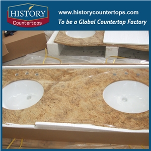Durable Natural Stone Best Selling Kasmir Gold Granite Good for Bathroom Countertop Custom Vanity Top Solid Surface Vanity Tops with Sink