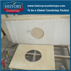 Egypt Beautiful Marble Honey Beige Countertop from China Stone Market, Polishing Bathroom Vanity Tops for Hospitality Project