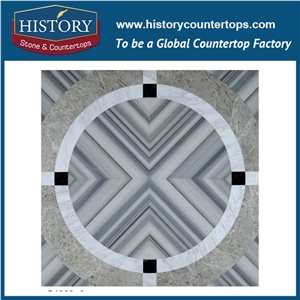 Flow Water Jet Cut White Thassos and Black Naturtal Marble Wave Pattern Best Mosaic Backsplash Tiles Arts, Decorative Flooring & Wall Stone Mosaic