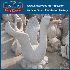 Granite Grey Color Cut-To-Size Hand-Carved Swimming Ducks with Red Nose Statue,Outdoor Playground Animal Sculpture