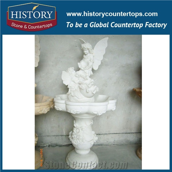 History Stone Aesthetic Appearance with Factory Price, Advanced Design White Marble Disk Pool with Carved Vase Two Tiers Fountain for Landscaping Ornament, Decorative Garden Water Fountain