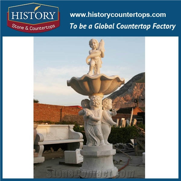 History Stone Attractive Design Cheap Fountain by Qualified Producer in Quanzhou, Natural Yellow Granite Piled up Pillars Two Tiers Fountain for Square, Park, Market, Stone Garden Fountain