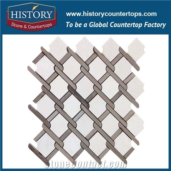 History Stone Beautiful Design Cheap Price, Bianco Carrara White and Black Marble Hexagon Mosaic Tile for Kitchen Backsplash and Tv Background Wall, Decorative Mixed Color Marble Mosaic