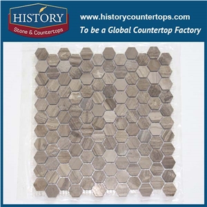 History Stone Beautiful Design Reasonable Price Quanzhou Factory, Dark Emperador Linear Strips Pattern Mosaic Tiles for Kitchen Floor, Tv Background Wall Cladding, Home Decorative Marble Mosaic