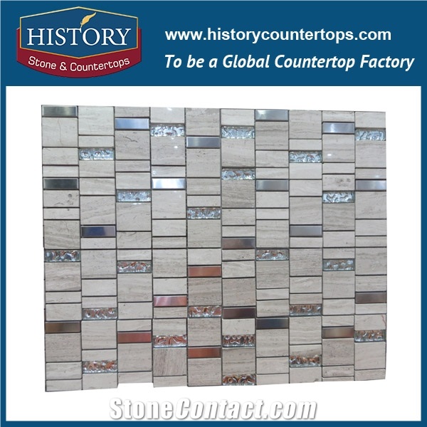 History Stone Certificated Shandong Manufacturer, Reasonable Price Honed Emperador and White Marble Arabesque Mosaic for Balcony, Corridor, Fireplace Decoration, Decorative Flooring Mosaic Tile