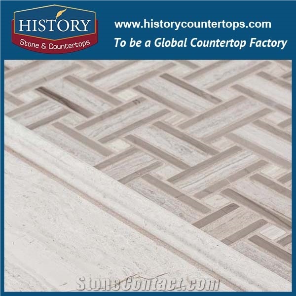 History Stone Certificated Shandong Supplier Competitive Price, Beige Limestone 3 D Square Shaped Mosaic Wall Tiles for Kitchen Backsplash and Tv Background Wall, Decorative Flooring Mosaic