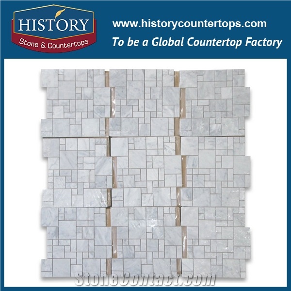 History Stone Certificated Shandong Supplier Competitive Price, Honed Carrara White Kaleidoscope Pattern Diamond Mixed Wall Mosaic Tile for Outdoor Decoration with Low Price, Floor & Mural Mosaic