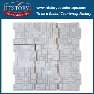 History Stone Certificated Shandong Supplier Competitive Price, Honed Carrara White Kaleidoscope Pattern Diamond Mixed Wall Mosaic Tile for Outdoor Decoration with Low Price, Floor & Mural Mosaic