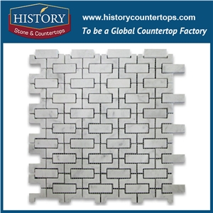 History Stone Certificated Shandong Supplier Competitive Price, Honed Carrara White Kaleidoscope Pattern Diamond Mixed Wall Mosaic Tile for Outdoor Decoration with Low Price, Floor & Mural Mosaic