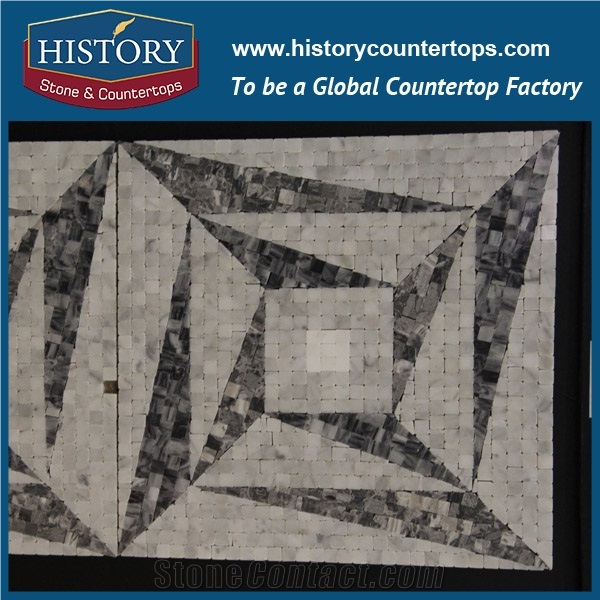 History Stone Certificated Shandong Supplier High Quality Competitive Price, Bianco Carrara and Emperador Leaf Pattern Mosaic Tile for Interior Decoration, Floor & Wall White Marble Mosaic