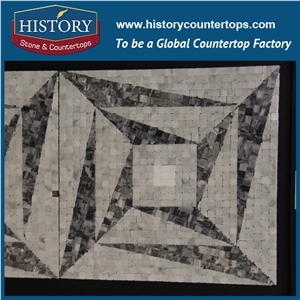 History Stone Certificated Shandong Supplier High Quality Competitive Price, Bianco Carrara and Emperador Leaf Pattern Mosaic Tile for Interior Decoration, Floor & Wall White Marble Mosaic