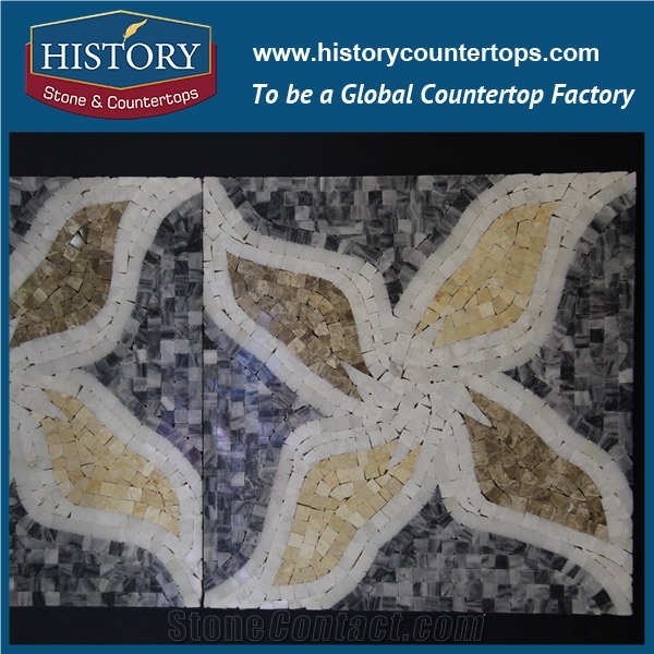 History Stone Certificated Shandong Supplier High Quality Competitive Price, Bianco Carrara and Emperador Leaf Pattern Mosaic Tile for Interior Decoration, Floor & Wall White Marble Mosaic