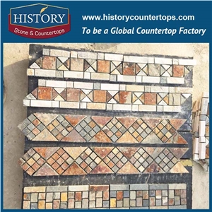 History Stone Certificated Shangdong Supplier Competitive Price, Natural Beige Slate Mosaic Wall Trims for Interior and Outdoor Decoration, Floor Trim