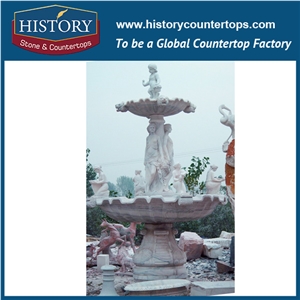 History Stone Cheap Fountain by Famous Producer in Quanzhou, Natural Pink Marble Luxury Design Water Garden Fountain with Beautiful Carved Woman and Children, Sculptured Stone Fountain
