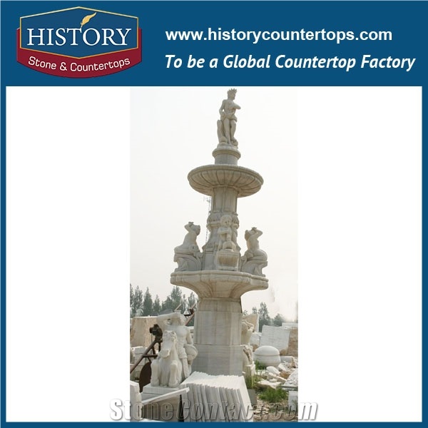 History Stone China Deft Manufacturer Modern Design Fountain, Yellow Granite Pony Child Piping up Fountain for Househlod Decoration with Low Price, Stone Sculptured Water Fountain
