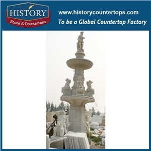 History Stone China Deft Manufacturer Modern Design Fountain, Yellow Granite Pony Child Piping up Fountain for Househlod Decoration with Low Price, Stone Sculptured Water Fountain