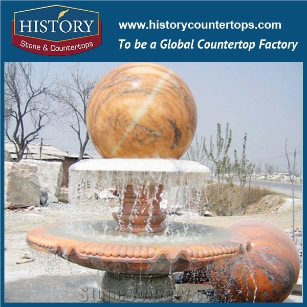History Stone China Huian Factory Carved Fountain, Quality Guaranteed Yellow Granite Fountain with Exquisite Sculptured Western Man Statue with Low Price, Natural Stone Water Fountain