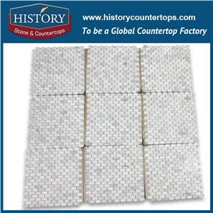 History Stone China Reliable Factory Modern Design, Hot Sale Natural Polished Italy Calacatta Gold Marble Ellipse Oval Pattern Wall and Flooring Mosaic Tiles for Hotel, Villa, Lobby Decoration