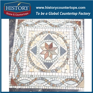 History Stone China Rusty Polished Inlayed Medallion Pattern Slate Paver with Water Jet Cut for Home Decoration Step Paving Site