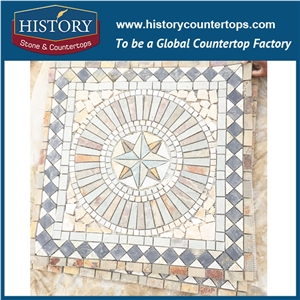 History Stone China Rusty Polished Inlayed Medallion Pattern Slate Paver with Water Jet Cut for Home Decoration Step Paving Site