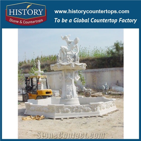 History Stone Chinese Competitive Price Wholesale Products in Stock, High Quality Beige Travertine Hand Carved Luxury Design Three Tiers Fountain with Pool, Water Fountain & Handcrafts