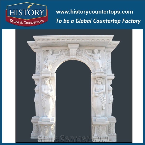 History Stone Chinese Competitive Price Wholesale Products in Stock, High Quality Sale Modern Style Luxury Design Beige Marble Fireplace Surround with Carved Leaves and Flowers, Mantel & Handcrafts