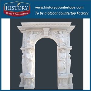 History Stone Chinese Competitive Price Wholesale Products in Stock, High Quality Sale Modern Style Luxury Design Beige Marble Fireplace Surround with Carved Leaves and Flowers, Mantel & Handcrafts
