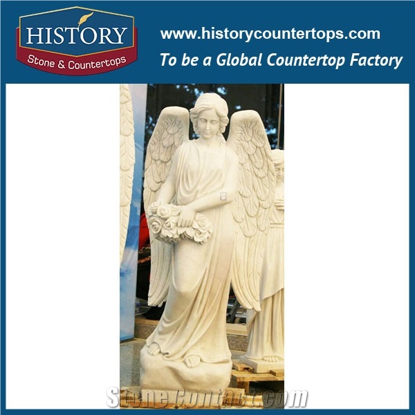 History Stone Chinese Competitive Price Wholesale Products in Stock, High Quality White Marble Beautiful Angel Sleeping among Flowers Statue for Decorations, Human Sculptures Handcrafts