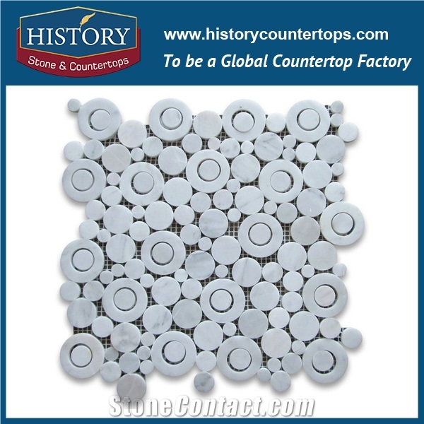 History Stone Chinese Famous Brand Quanzhou Supplier Perfect Products Classical Carrara White and Black Marble 3 D Mixed Diamond Shaped Mosaic Tiles for Bathroom, Wall and Floor Decoration Mosaic