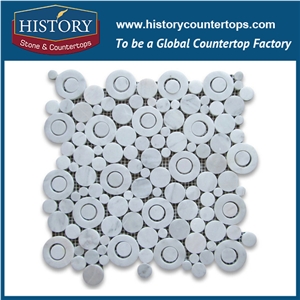 History Stone Chinese Famous Brand Quanzhou Supplier Perfect Products Classical Carrara White and Black Marble 3 D Mixed Diamond Shaped Mosaic Tiles for Bathroom, Wall and Floor Decoration Mosaic