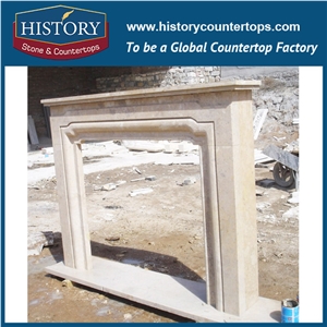 History Stone Chinese Hot-Selling High Quality Wholesale Indoor Used Products, Elaborate Design Beige Limestone European Style Fireplaces Frame with Nude Woman Statue, Mantels Surround & Handcrafts