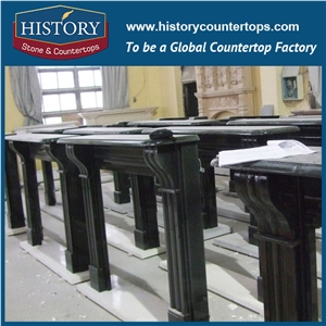 History Stone Chinese Hot-Selling High Quality Wholesale Indoor Used Products, Elaborate Design High Polished Black Marble Fancy Fireplaces Surround, Mantel & Handcrafts