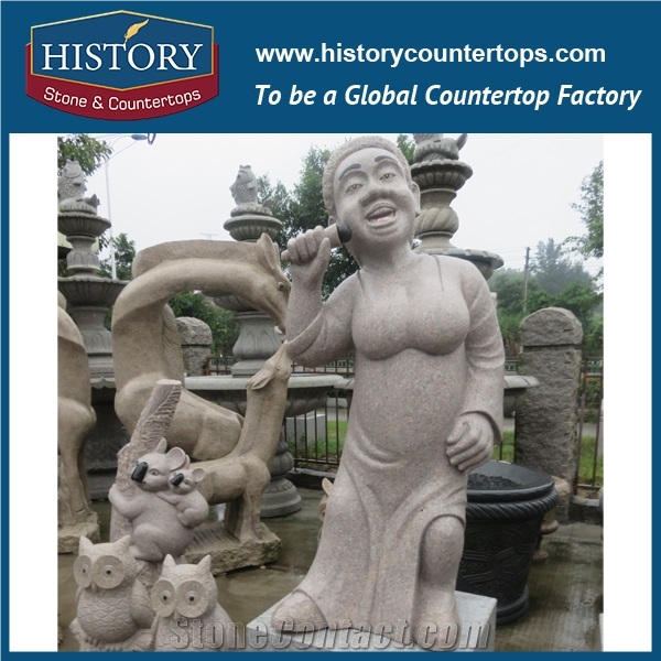 History Stone Chinese Hot-Selling High Quality Wholesale Products, Natural Marble Pink Little Lovely Boy and Girl Pouring Water Statue with Cheap Price for Decorations, Human Sculptures Handcrafts