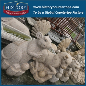 History Stone Chinese Hot-Selling New Design High Quality Wholesale Products, Grey Granite Hand-Carved Exquisite Cats Making Faces with Cheap Price, Animal Sculptures & Handcrafts