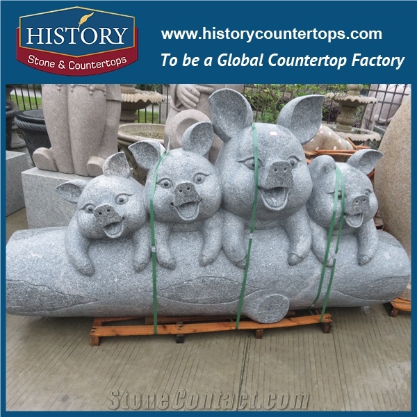 History Stone Chinese Hot-Selling New Design High Quality Wholesale Products, Grey Granite Hand-Carved Exquisite Cats Making Faces with Cheap Price, Animal Sculptures & Handcrafts