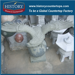 History Stone Chinese Hot-Selling New Design High Quality Wholesale Products, Grey Granite Hand-Carved Exquisite Eagle on the Globe with Cheap Price, Animal Sculptures & Handcrafts