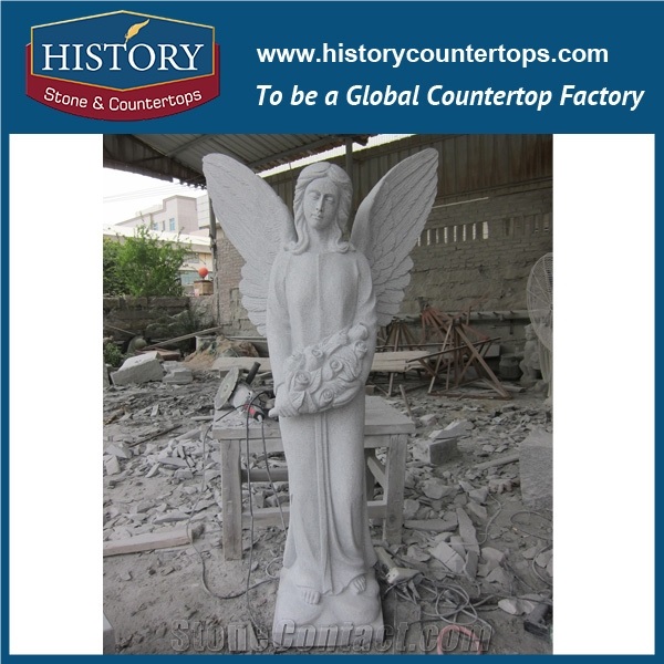 History Stone Chinese Hot-Selling New Design High Quality Wholesale Products, Natural Granite Grey Color Garden Religious Standing Lady Statue with Basket Cheap Price for Decorations, Human Sculptures